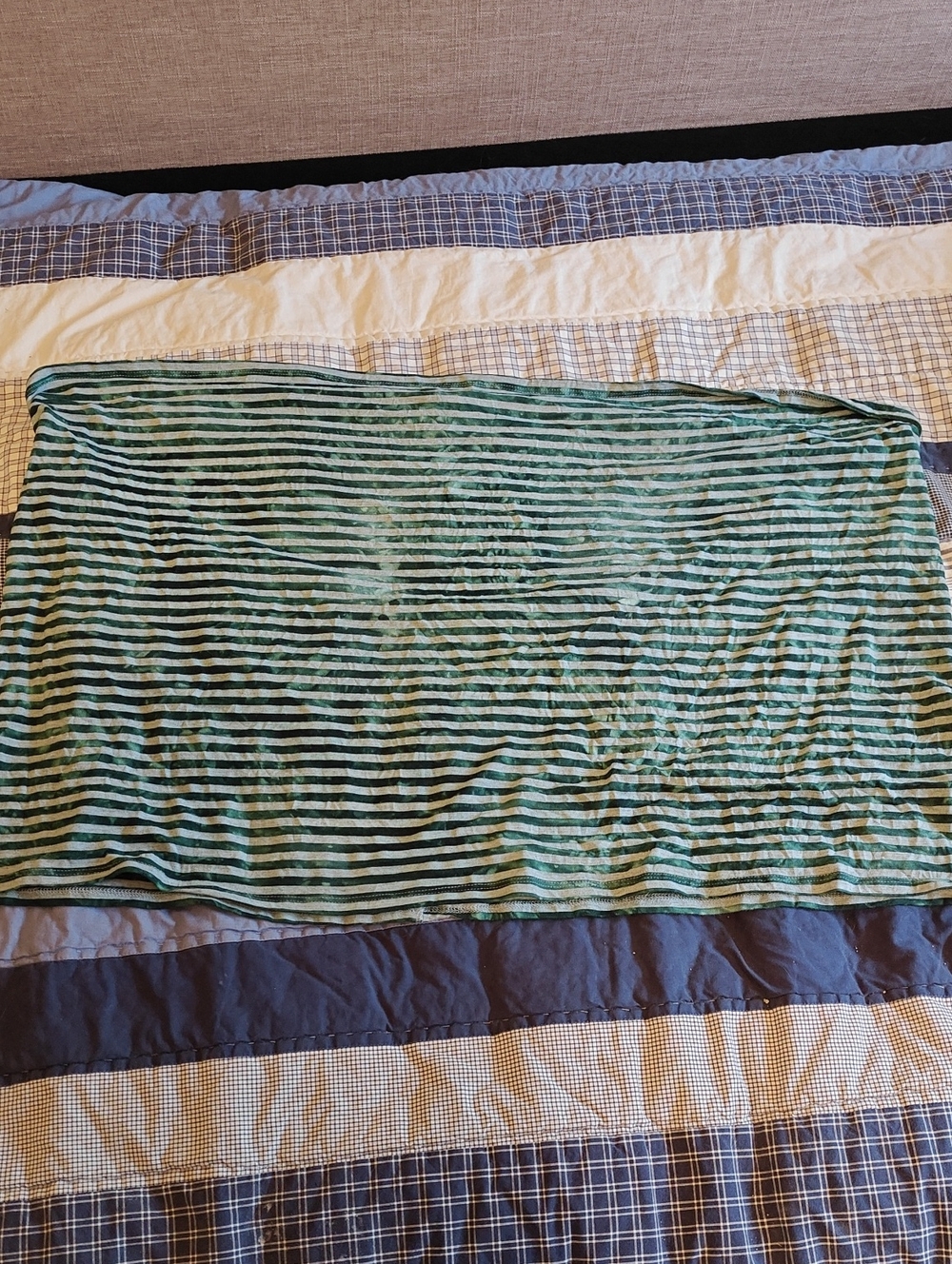 Women's Green Striped Bandeau Or Infinity Scarf